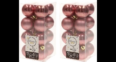 Decoris kleine kerstballen - 32x st - oudroze - 4 cm - kunststof - kerstversiering
