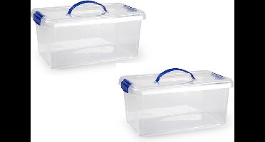 Flastic Forte Opslagbak - 5x stuks - met deksel - 10 liter - transparant - Opbergbakken - 38,5 x 23 x 17,5 cm