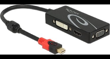 Premium Mini DisplayPort 1.2 naar HDMI, DVI en VGA adapter / zwart - 0,15 meter