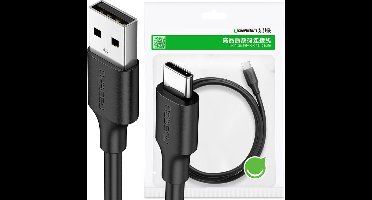 Ugreen - kabel - USB - USB Type C - 480 - Mbps - 3 - A - 1,5 - m - zwart - (US287 - 60117)
