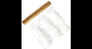 Home & Styling Decoratie stof/tafellopers - 2x - goud - stippels - 30 x 500 cm - polyester - tafelkleden