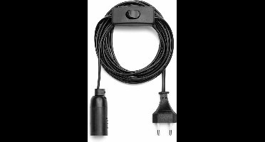 E14 fitting met 3,5m zwart draad, schakelaar en stekker