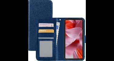 Hoesje - Met Pasjeshouder - Geschikt voor Google Pixel 9 - Luxe Bookcase Portemonee - Flip Case - Kunstleer Book Case - Flipcase - Book Cover - Walletcase - Portemonneehoes - Donkerblauw