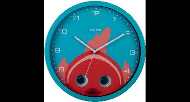 Karlsson Wandklok Peekaboo Goldfish - Blauw - 30.8x4.5x30.8cm - Wandklok Scandinavisch