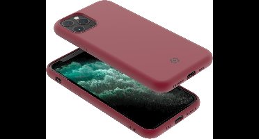 Celly Leaf Siliconen hoesje - Geschikt voor Apple iPhone 11 Pro - TPU Back Cover - Microfiber - Rood