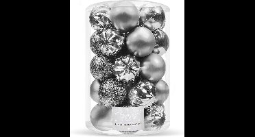 Springos Kerstballen | 20 Stuks | 6 cm | Grijs