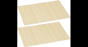 2x stuks rechthoekige bamboe placemats beige 30 x 45 cm - Placemats/onderleggers - Tafeldecoratie
