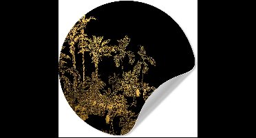 WallCircle® - Behangcirkel 30x30 cm - Muurstickers Jungle - Vogels - Goud - Luxe - Muurcirkel - Kinderkamer accessoires - Decoratie babykamer - Wandcirkel zelfklevend