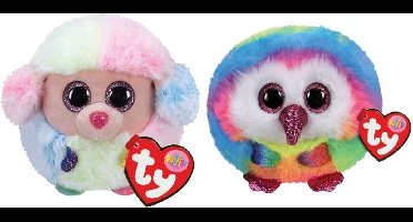 Ty - Knuffel - Teeny Puffies - Rainbow Poodle & Owen Owl