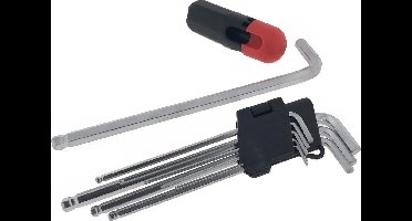 Benson 10-delige inbussleutelset - bolkop - chroom vanadiumstaal - uitvouwbare houder - grote greep