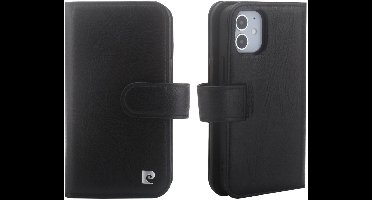 iPhone 12 Mini Bookcase hoesje - Pierre Cardin - Effen Zwart - Leer