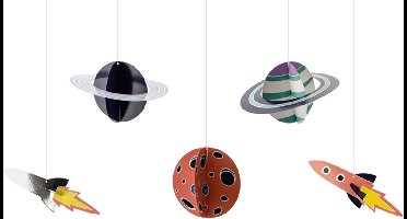 PARTYDECO - 5 kartonnen space adventure hang decoraties