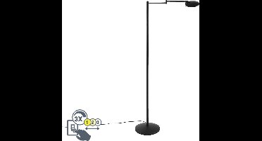 TRIO Leuchten - Vloerlamp met dimmer - 1 lichts - H 1220 mm - Zwart