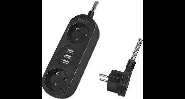 LogiLink stekker omlijsting 2-lade ,2xCEE 7/3+3xUSB-A,Textilkab