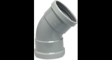 Bocht 45° PVC-U 125 mm SN4 manchet x spie DN125 grijs KOMO/BENOR kort