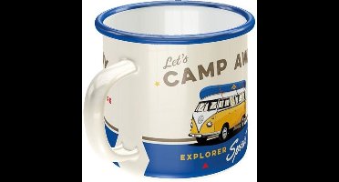 Emaille Beker Volkswagen Bulli Let's Camp Away