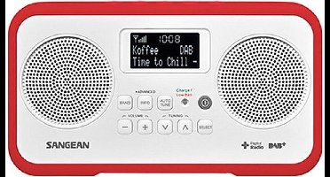 Sangean DPR-77 - DAB Radio - Draagbare Radio met DAB+ en FM - Wit / Rood