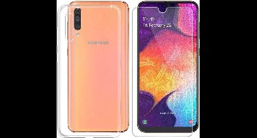 Ntech Hoesje Geschikt Voor Samsung Galaxy A70/A70s Hoesje Transparant Siliconen Case + Glazen Screenprotector