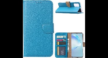 Hoesje Geschikt Voor Samsung Galaxy S20 Plus Boek hoesje met Pasjeshouder - Turquoise