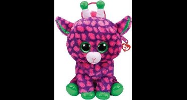 Pluche Ty Beanie paarse giraffe rugzak Gilbert voor kinderen - Giraffe dieren knuffel tassen - Schooltas/gymtas - Rugzakken/rugtassen voor jongens/meisjes
