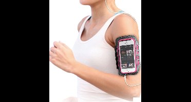 BeHello Universele Sportarmband met LED lampjes L Grijs/Roze