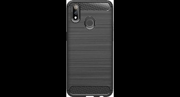 Shop4 - Realme 3 Pro Hoesje - Zachte Back Case Brushed Carbon Zwart