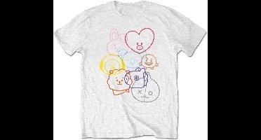 BT21 - Faces Heren T-shirt - L - Wit