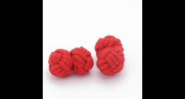 Manchetknopen - Zijden Knoop Rood met Hint Oranje