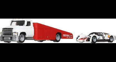 Hot Wheels HRV47 Carry On Truck & 1966 Porsche 906 Carrera 6 nr 66 Rood, Wit