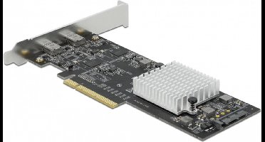 Delock PCI Express x8 Card to 2 x external SuperSpeed USB 20 Gbps (USB 3.2 Gen 2x2) USB Type-C™ female Dual Channel - Low Profile Form Factor