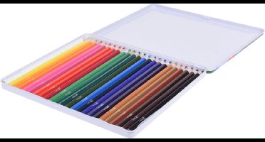 24x Kleurpotloden in diverse kleuren 18 x 0,7 cm - Houten potloden in diverse kleuren - Tekenen/kleuren met potlood