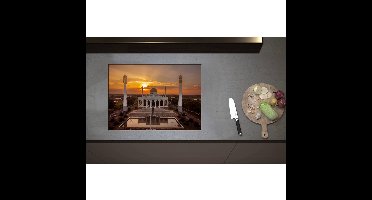 Inductieplaat Beschermer - Central Mosque of Songkhla Province in Thailand tijdens Zonsondergang - 70x50 cm - 2 mm Dik - Inductie Beschermer - Bescherming Inductiekookplaat - Kookplaat Beschermer van Wit Vinyl