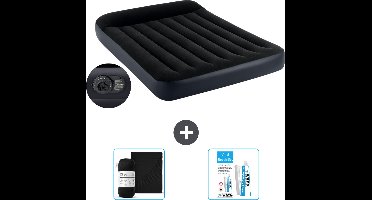 Intex Luchtbed - Twijfelaar - 137 x 191 x 25 cm - Blauw - Inclusief pomp - Hoeslaken en Reparatieset