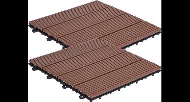 Pro Garden Tuintegel/terrastegels - 36x stuks - bruin - kunststof - 30 x 30 cm - vlonder vloertegels - klikbaar