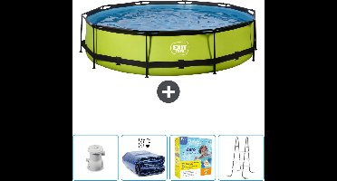 EXIT Rond Lime Frame Zwembad - 360 x 76 cm - Inclusief Pomp Solarzeil - Onderhoudspakket - Ladder - Nu extra voordelig