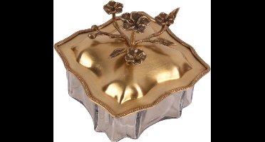 Baroque - Opberger - Deco opbergdoos koper 16 cm - 13x16x16 - Brass+glass