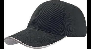 Atlantis Zoom Piping Sandwich Sport 6 Paneel Contrast Baseball Cap (Zwart)