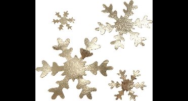 Creotime Decoratie Sneeuwvlok Faux Leather 3-10 Cm Goud 16 Stuks