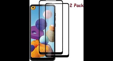 Screenprotector Geschikt voor Samsung Galaxy A21S Full Cover 2Pack Screenprotector / tempered glazen Zwart