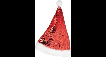 Verhaak Kerstmuts Met Pailletten Polyester Rood/wit One-size