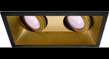 Inbouwspot Youri met Philips HUE White and Color - Voor binnen / woonkamer / keuken / slaapkamer - inbouwspot - Goud / Zwart - dubbele verdiepte spot - IP20 - GU10 - Buitendiameter: Dubbele spot - boorgat: Vierkante uitsparing - min. Inbouwdiepte: 90