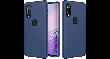 Hoesje Geschikt Voor Samsung Galaxy A20 Hoesje - Fluweelzachte Microvezel Siliconen Back Cover – Donkerblauw