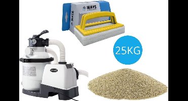 Intex - Zandfilterpomp 5700 L/u & Filterzand 25 kg & WAYS Scrubborstel