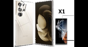 Hoesje Geschikt Voor Samsung Galaxy S23 Ultra Hoesje transparant Anti Shock silicone hoesje + screenprotector