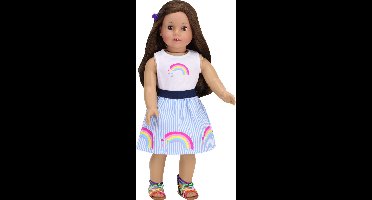 Sophia's by Teamson Kids Poppenkledingset voor 38.1 cm Poppen - Shirt en Rok - Poppen Accessoires - Regenboog/Wit (Pop niet inbegrepen)