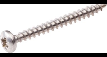 Hoenderdaal Spaanplaatschroef RVS-A2 cilinderkop PZ2 voldraad 4.5X35 (per 200 stuks)