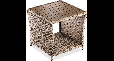 Casaria Bijzettafel - Polyrattan Vierkant 45x45x40cm - Creme