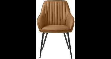 Giga Living Eetkamerstoel Nolan Stripe - Bruin PU Leer - Set van 2