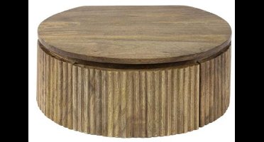 Nachtkastje wave rond - Massief mango zandkleur