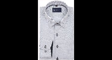 Suitable Overhemd Print Sand Donkerblauw (navy) - Maat 42 - Heren - Overhemden Formeel